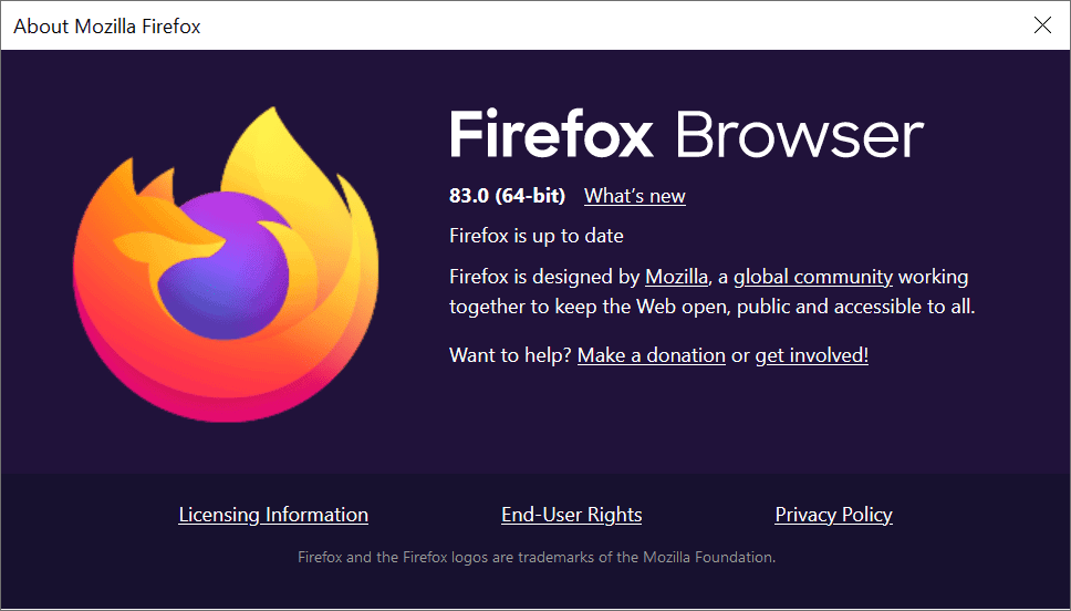 Here is what is new and changed in Firefox 83.0