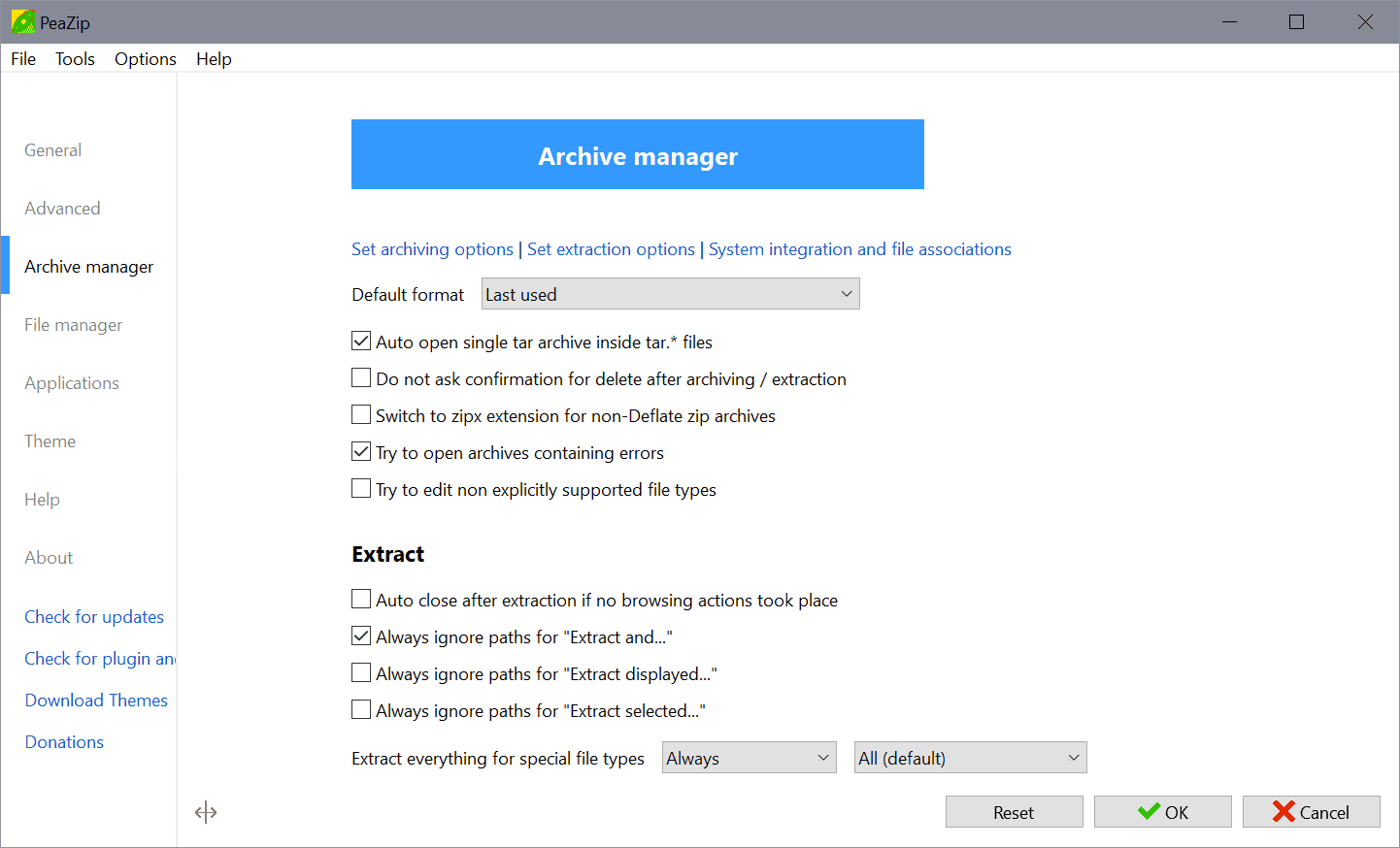 peazip archive manager extract everything