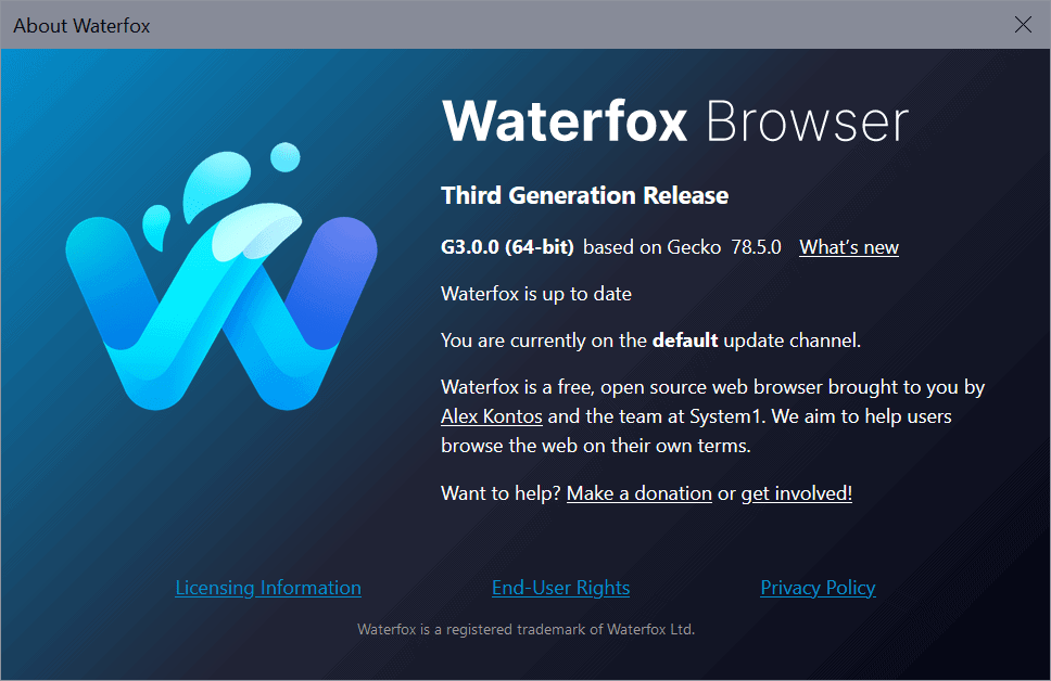 waterfox third generation browser