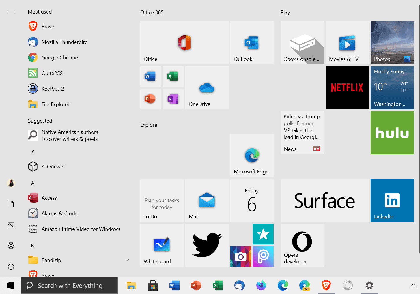 Windows 10 наиболее часто используемые приложения