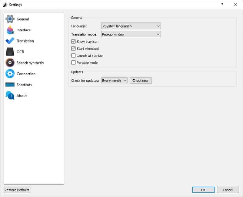 Crow Translate settings