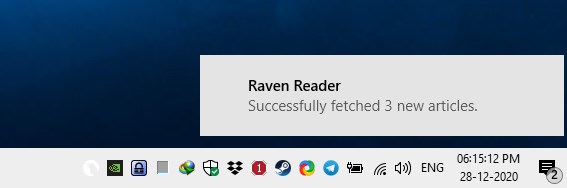 Raven Reader notification
