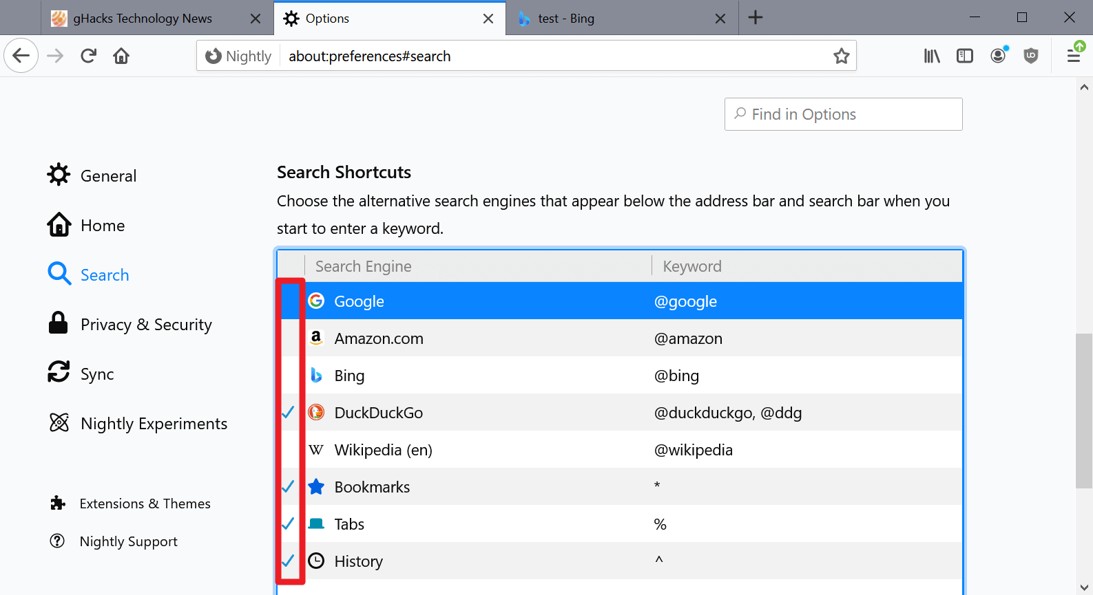 firefox-search shortcuts tab to search