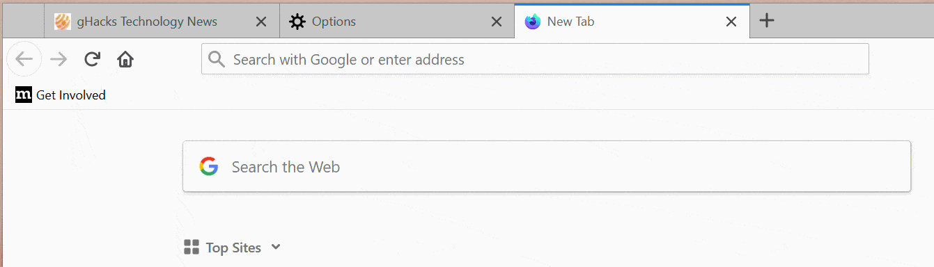 scheda Firefox per la ricerca