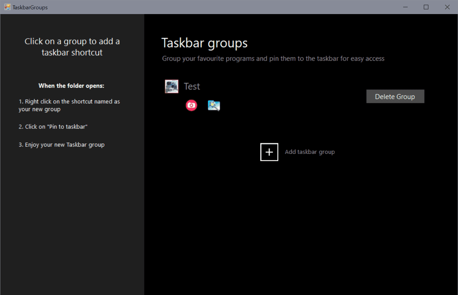 taskbar groups