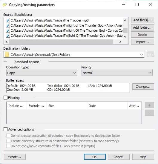 Copy Handler - esempio di attività manuale