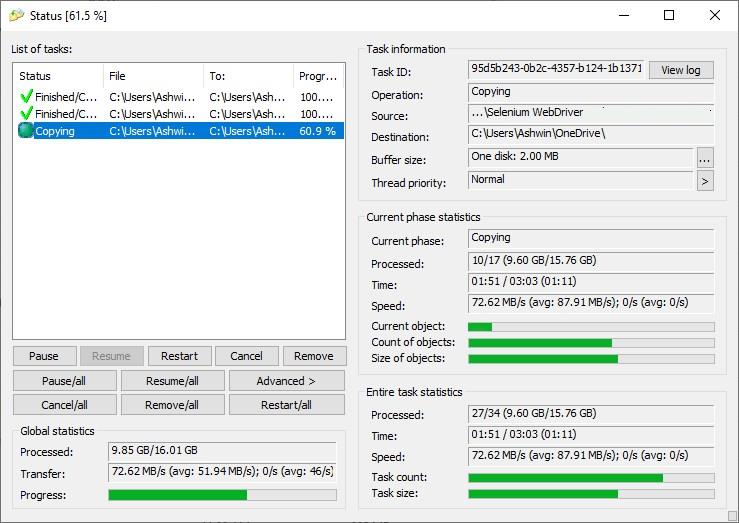 Copia e sposta i file più velocemente, gestisci più attività in modo efficiente con Copy Handler