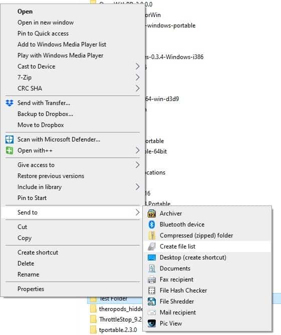 InDeep File List Maker - send to context menu