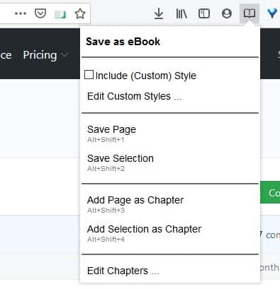 Save webpages as an EPUB file with the Save as eBook extension for Firefox and Chrome