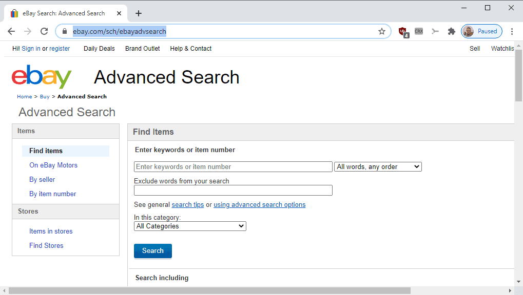 ebay advanced search