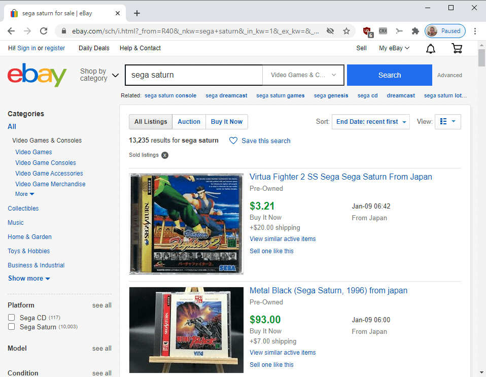ebay sold items