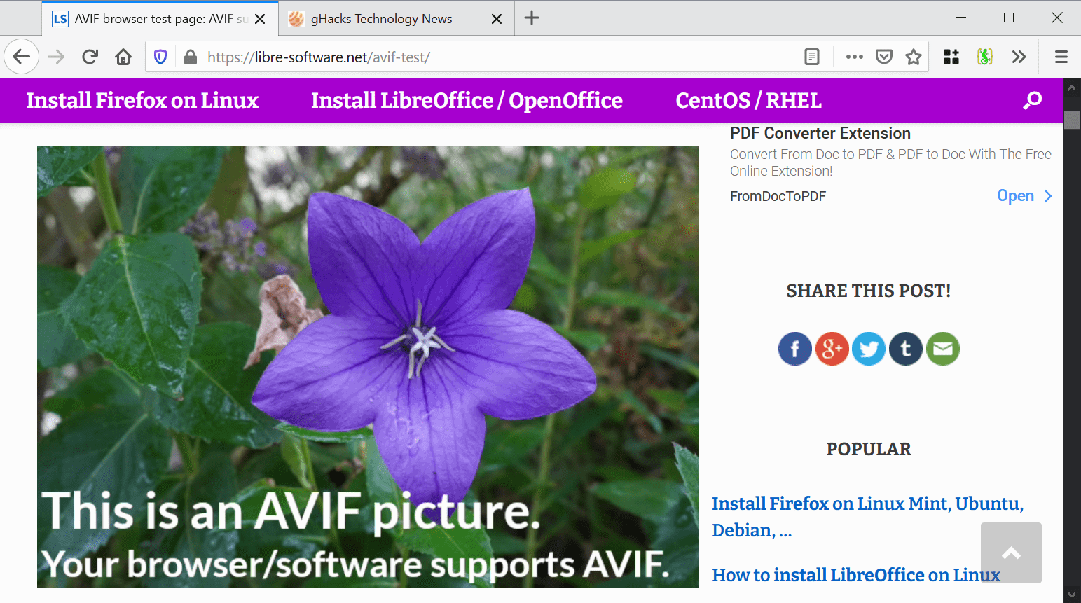 Firefox 86: AVIF support enabled by default