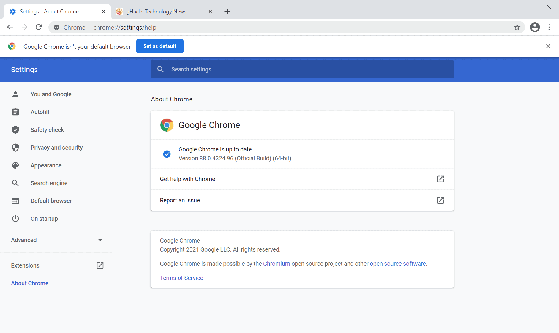 google chrome 88