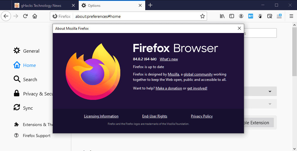 Firefox 84.0.2 is a security update - gHacks Tech News