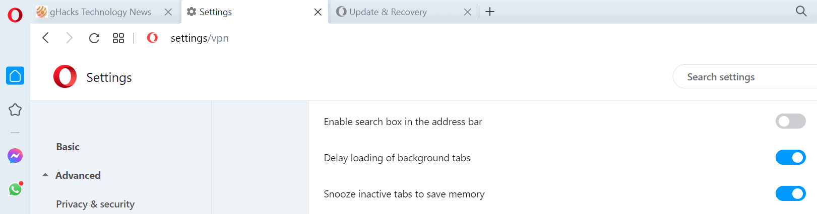 opera snooze inactive tabs