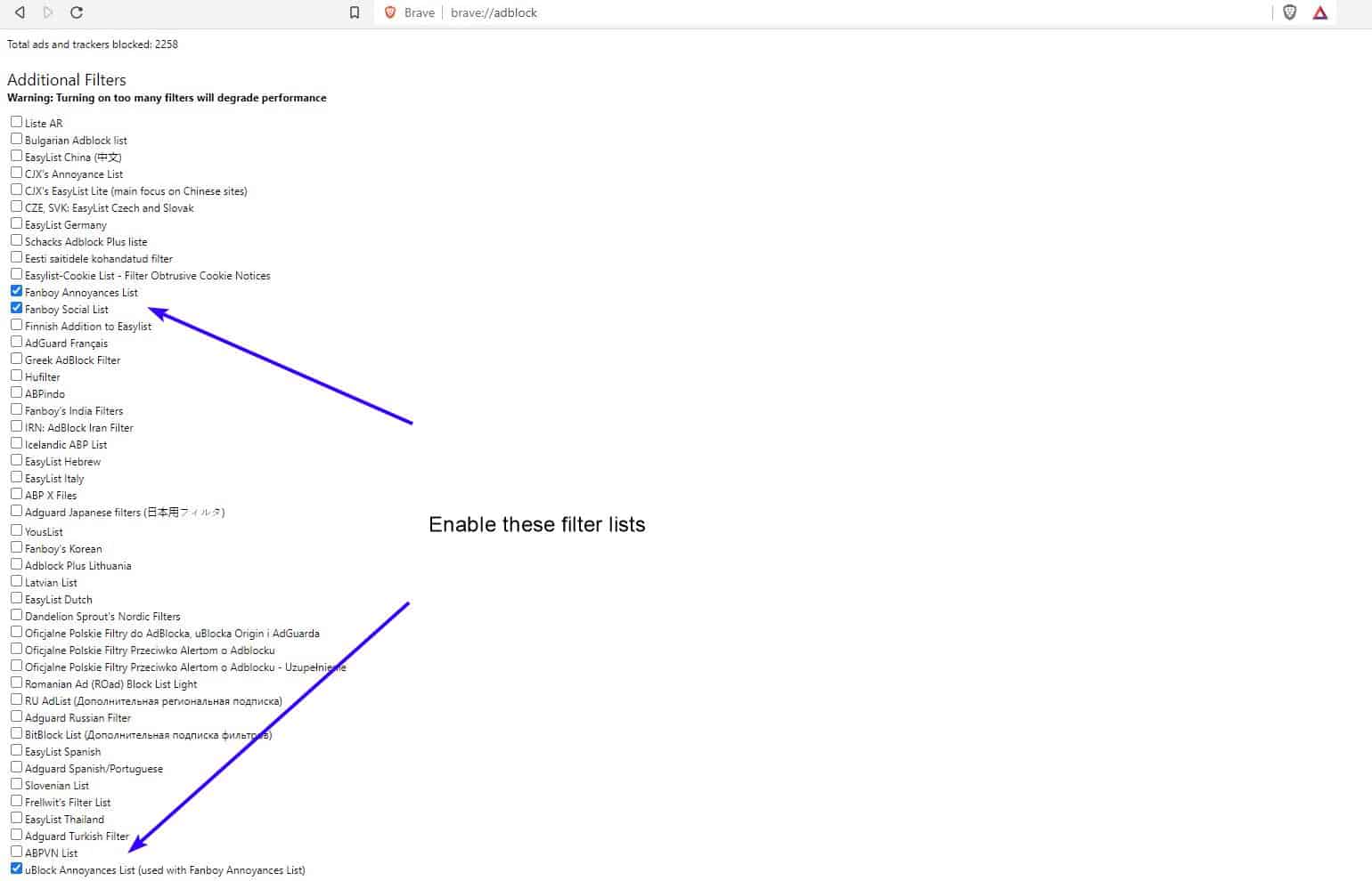Brave browser adds native support for uBlock and Fanboy annoyances lists and social list