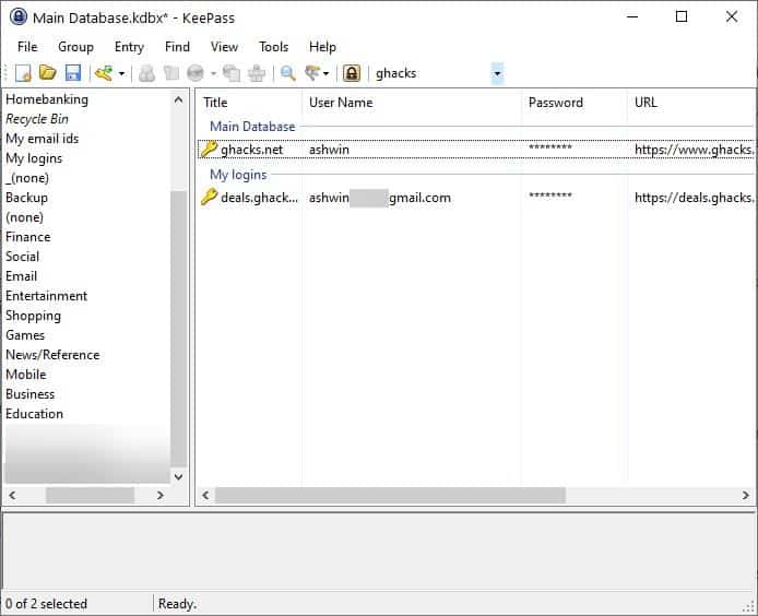 Keepass desktop application