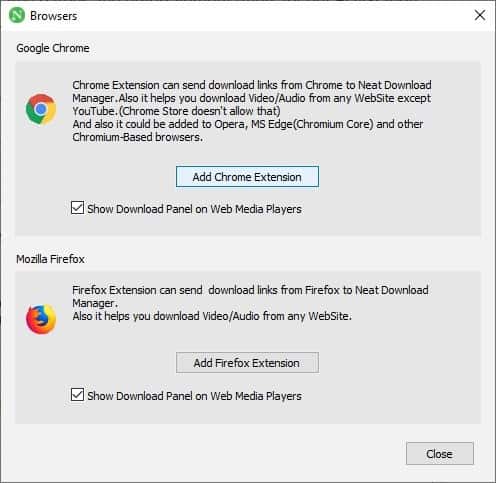 Neat Download Manager browser add-ons