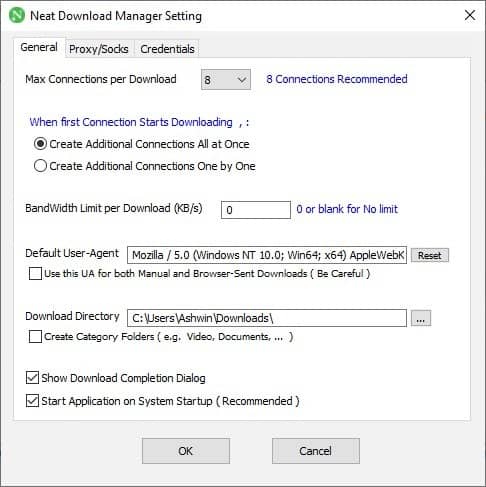 Neat Download Manager settings