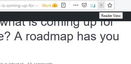 Estensione per Firefox di Reader View - pulsante della barra degli indirizzi