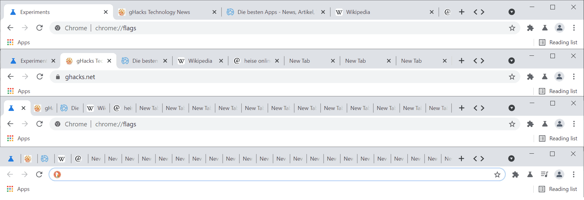 contracción de cromo de diferente ancho de lengua