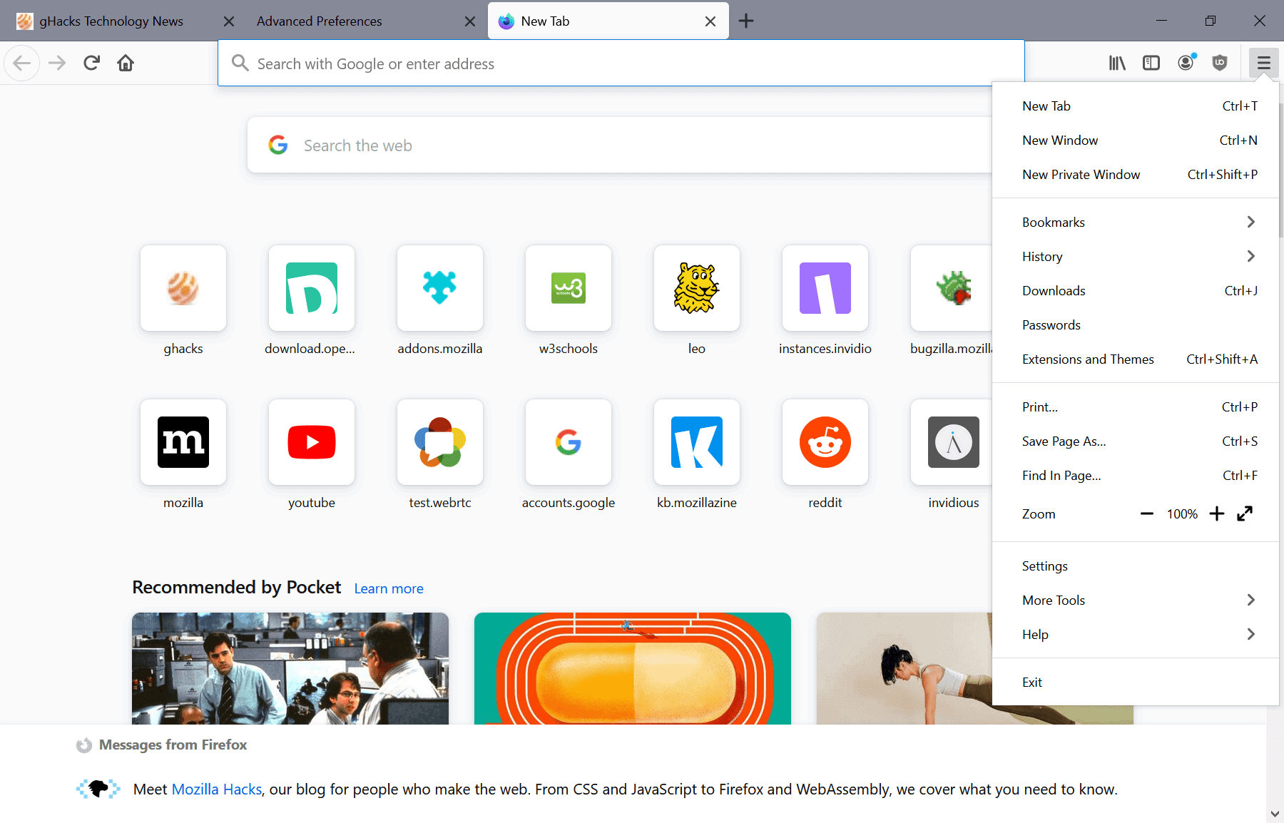 Another glimpse at Firefox's upcoming Proton design refresh: the new menu
