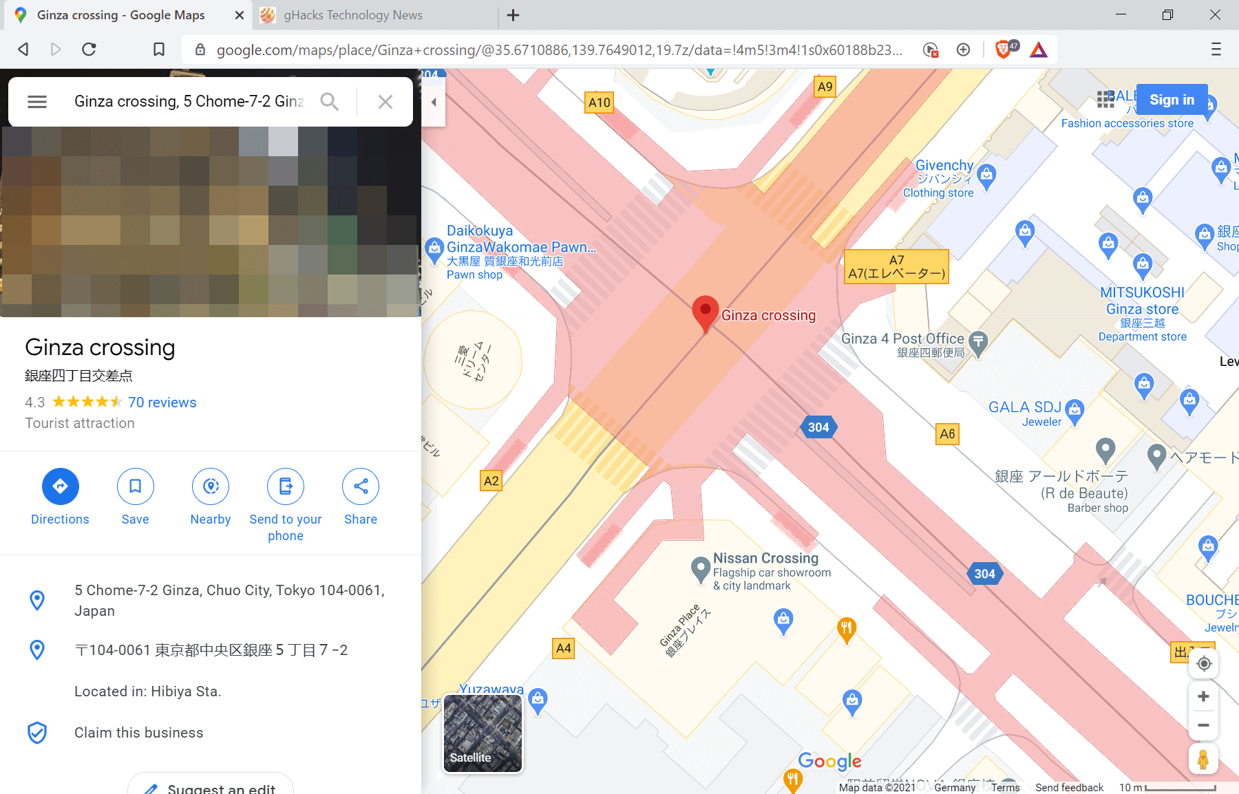 google maps crossings