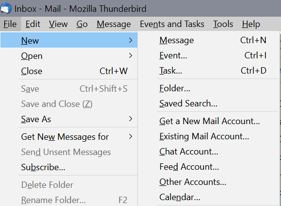 thundertbird keyboard shortcuts