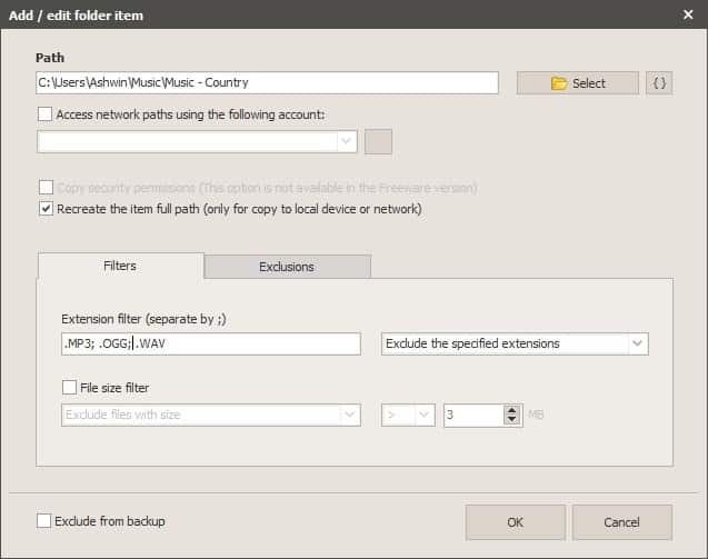 Iperius Backup new task - add folders
