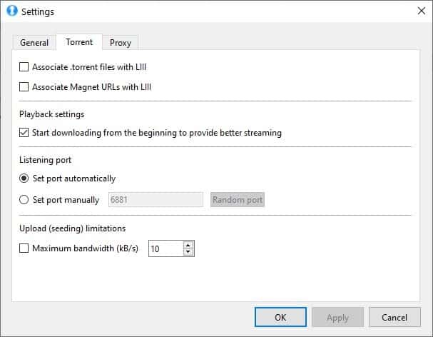 LIII torrent client settings