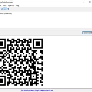 SimpleCodeGenerator is a new tool from NirSoft that lets you create QR Codes for URLs