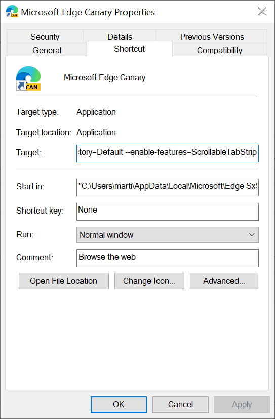 microsoft edge scroll tabs