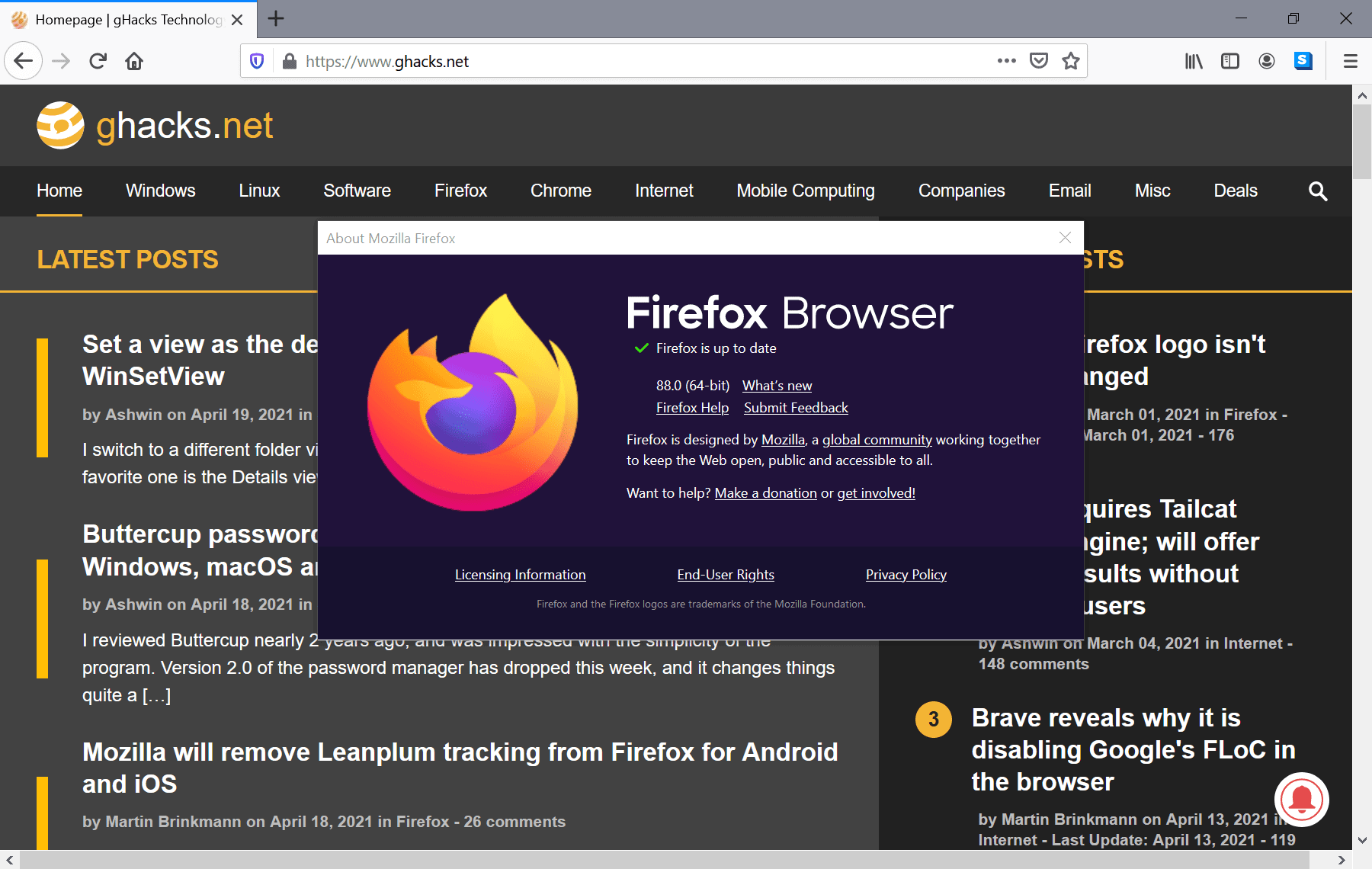 Firefox 88 stable release