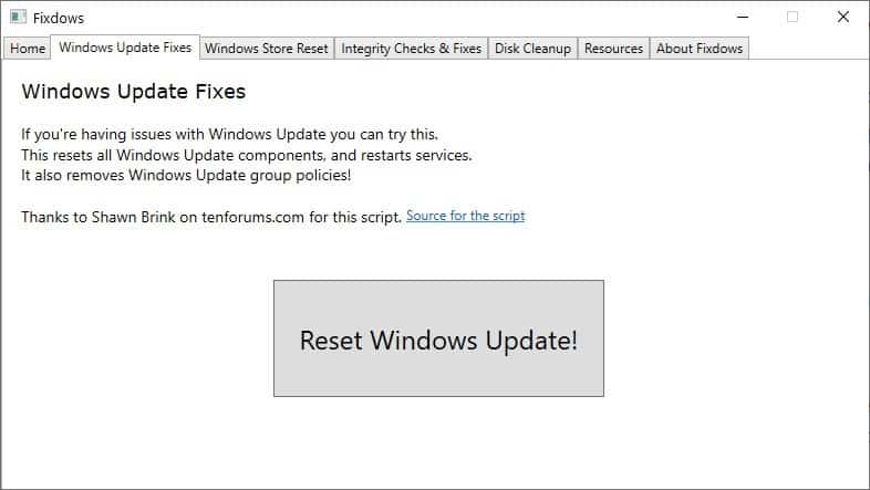 reset and re-register windows update components