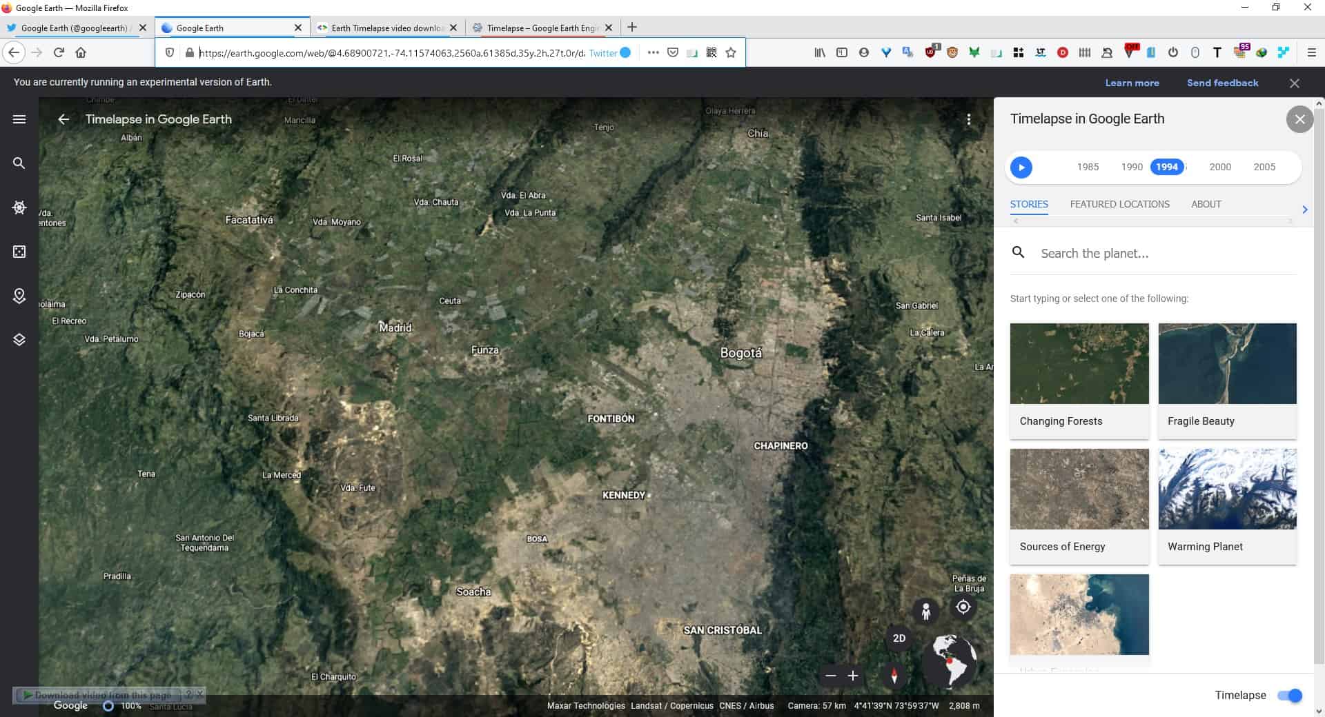 Google Earth Timelapse videos experimental