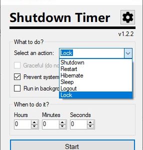Shutdown Timer Classic lock options