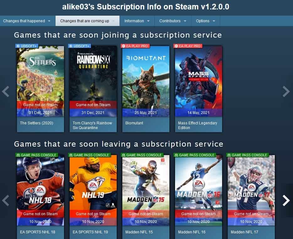 Subscription Info indicates if a Steam game is available on Xbox Game Pass, EA  Play or Ubisoft+ - gHacks Tech News