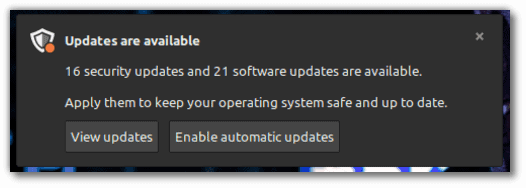 linux mint update notification