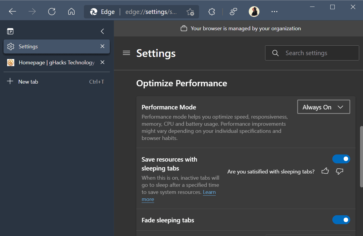 Microsoft Edge's new Performance Mode feature aims to optimize the browser's performance