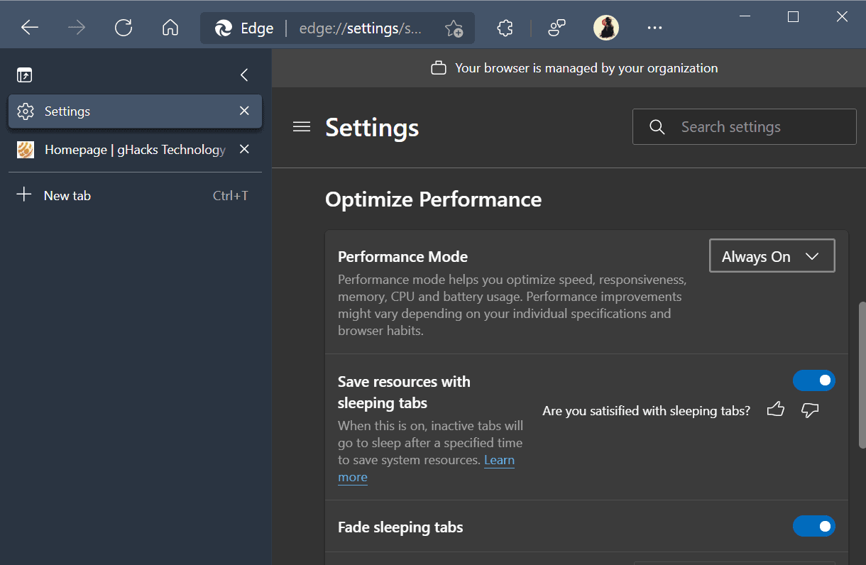 microsoft-edge performance mode