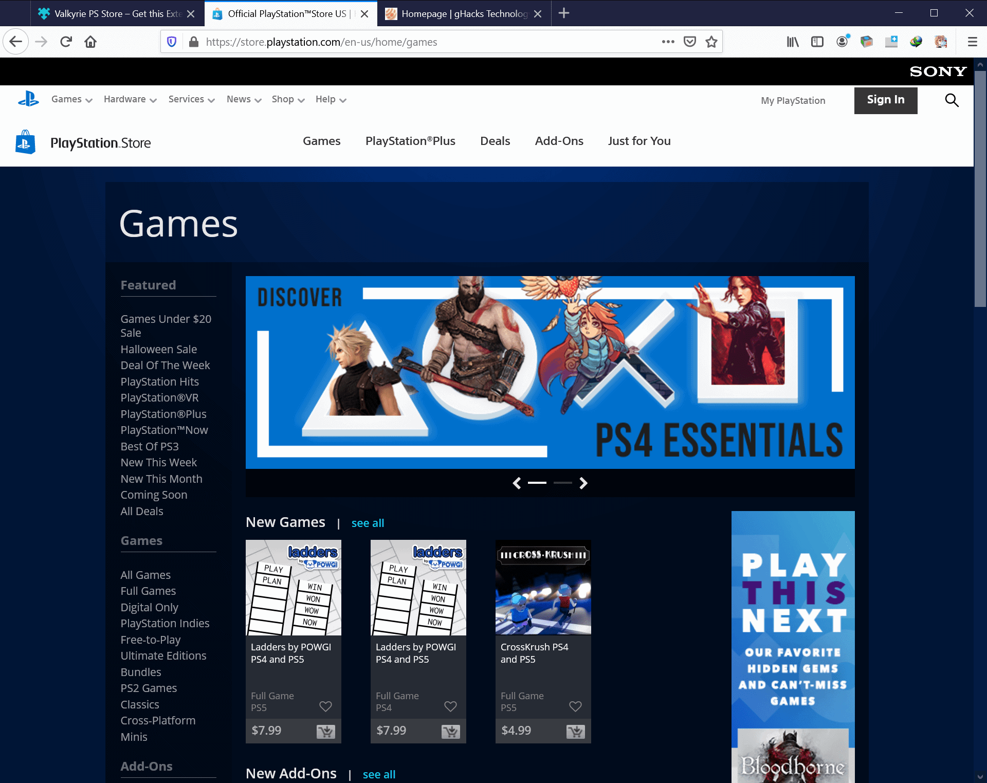 old playstation store