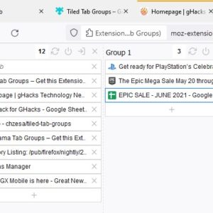 Create tab groups, stash and unload tabs in Firefox with Tiled Tab Groups