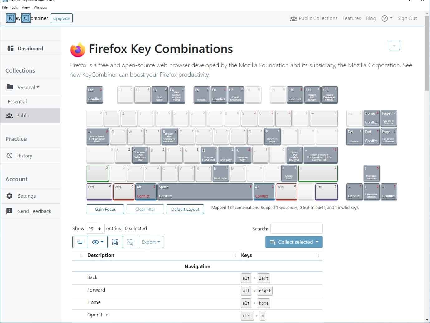 KeyCombiner firefox keyboard shortcuts
