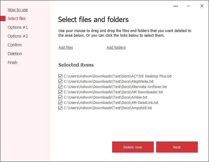 Secure File Deleter - add files