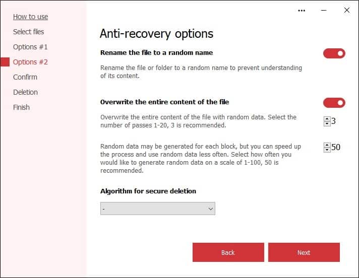 Secure File Deleter - anti-recovery options