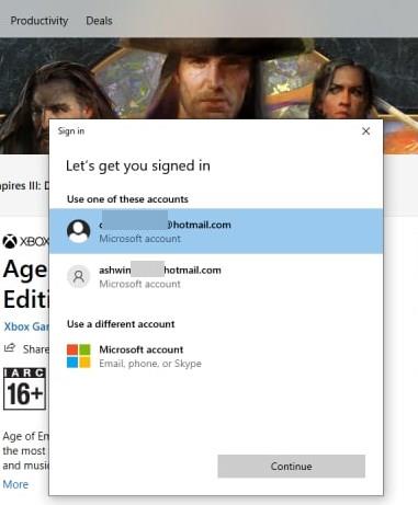 Sign in to your microsoft store account