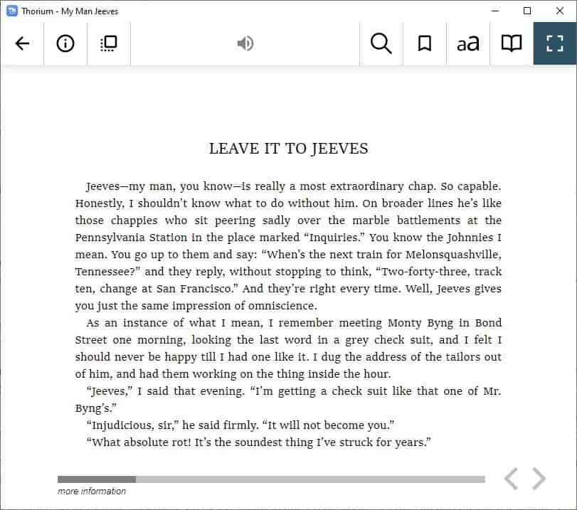Thorium Reader ebook interface