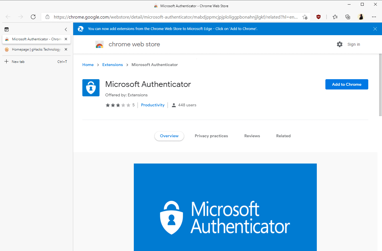 Don't download this Microsoft Authenticator extension for Chrome: it is fake