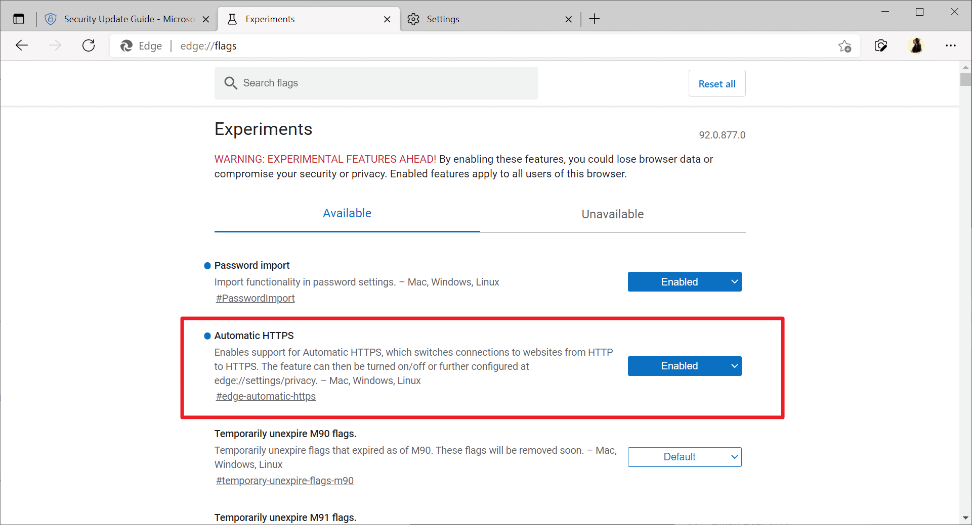 microsoft edge automatic https