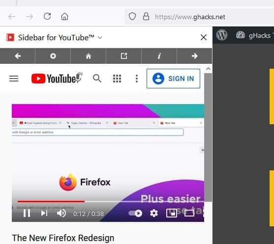 Browse YouTube from a side panel with the Sidebar for YouTube extension for Opera and Firefox
